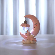 Load image into Gallery viewer, Moon Unicorn Night Lamp Bedroom Cute LED Night Lights Pink Desktop Decoration Resin Unicorn Lamp Bedroom Decoration Nightlight
