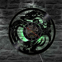 Cargar imagen en el visor de la galería, Dragon LED Lighting Wall Art Martial Art Dragon Wall Light with Clock Vinyl Light
