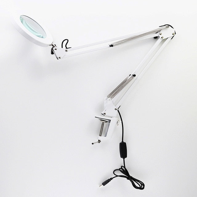 Table Lamp 5X Magnifying Dimming Swing Arm Beauty Skincare Manicure Tattoo Jewelry repair Embroidery