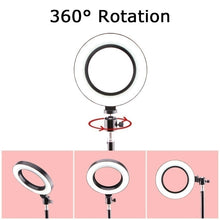 Cargar imagen en el visor de la galería, Photography Youtube LED Selfie Cold Warm Lighting Dimmable LED Ring Light Phone Video Light Lamp With Tripod Ring Fill Light
