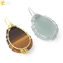 Cargar imagen en el visor de la galería, Tree of Life Necklace Natural Stone Pendant Gold Color Wire Wrap Gem Pink Quartz Tiger Eye Green Aventurine
