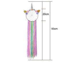 Load image into Gallery viewer, Feather Crafts Dream Catcher Unicorn Wind Chimes Handmade Dreamcatcher Net for Wall Hanging Car Home Decoration Birthday Gift
