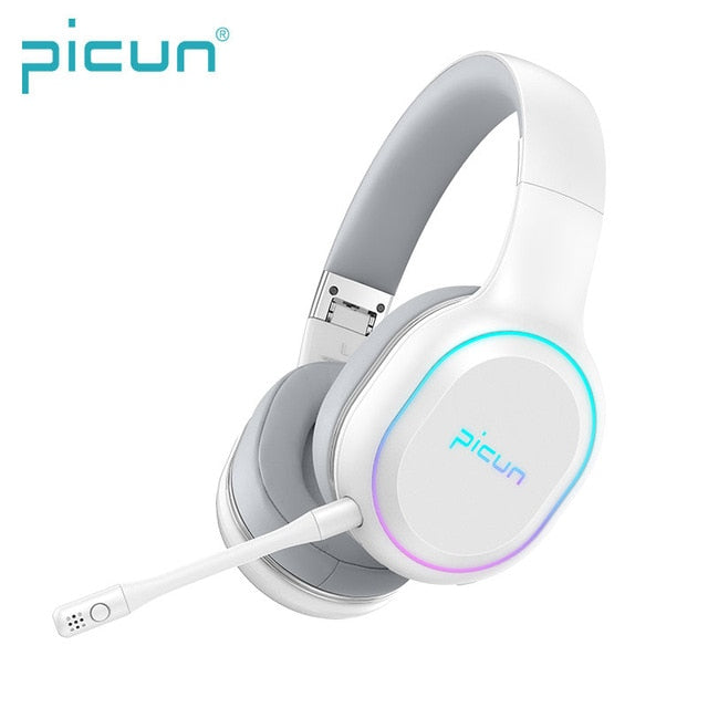 Newest Picun P80S Mobile Games Headphone LED RGB Vibration Gaming Bluetooth Headset Detachable Mic Wireless/Wired Headphones