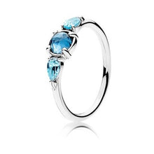 Cargar imagen en el visor de la galería, NEW 925 Sterling Silver Heart Ring Clear CZ Frost Moonlight Blue &amp; Sky-Blue Crystal
