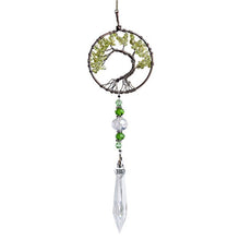 Cargar imagen en el visor de la galería, H&amp;D Natural Stones Tree of Life Sun Catcher Healing Crystals Drop Pendant Rainbow Maker Collection Decor for Home
