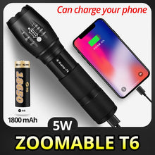 Cargar imagen en el visor de la galería, SHENYU Powerful Rechargeable Mini LED Flashlight USB Direct Charge Powerbank Cree T6 Torch Tactical 18650 Lantern Hiking Camping
