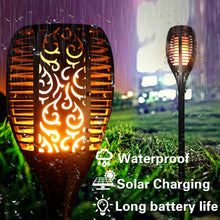 Load image into Gallery viewer, 96 LED Solar Flame Flickering Waterproof LED Garden Landscape Path Lighting
