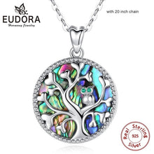 Cargar imagen en el visor de la galería, 925 Sterling Silver Tree of life Pendant Necklace Mother of Pearl wise owl Pendants fine Jewelry for women
