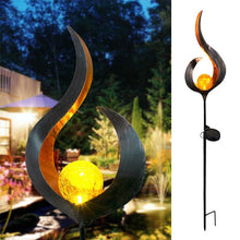 Load image into Gallery viewer, Solar Flame Light Solar Powered Metal LED Exterior Garden Light Outdoor Flame Effect Feature Lawn Ornament Solar Garden Lamp
