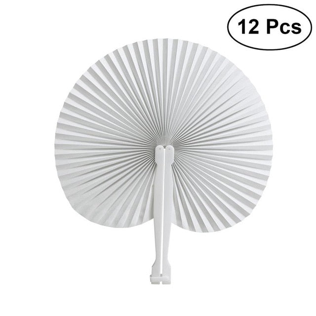 36pcs Folding Fan Home Decoration Handheld Fans Paper Folded Fan Circular Paper Fan For Wedding Party