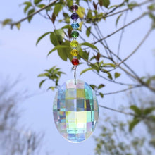 Load image into Gallery viewer, H&amp;D Chakra Crystal Suncatcher with 76mm AB Gourd Prism Drops Rainbow Maker Chain Hanging Window Ornament Home Garden Decor
