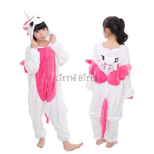 Load image into Gallery viewer, Kids hooded Pajamas Sleepwear  Animals Rainbow Unicorn
