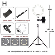 Cargar imagen en el visor de la galería, Photography Youtube LED Selfie Cold Warm Lighting Dimmable LED Ring Light Phone Video Light Lamp With Tripod Ring Fill Light
