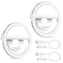 Cargar imagen en el visor de la galería, Selfie Light Ring, 2 Pack Led Circle Clip On Cell Phone Laptop Camera Led Light 3-Level 36 Led Adjustable Brightness Video Lig
