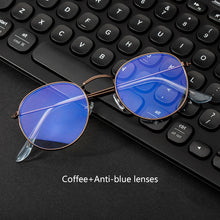 Cargar imagen en el visor de la galería, Computer Glasses Anti Blue Ray Blue Light Blocking Glasses Optical UV Blocking Gaming Filter Round Glasses
