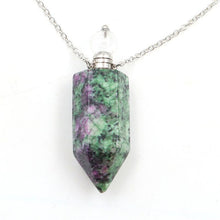 Cargar imagen en el visor de la galería, Natural Crystal Hexagonal Perfume Bottle Pendant Necklace  Fluorite Pendant Essential Oil Jar Chain Necklace
