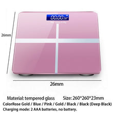 Load image into Gallery viewer, Junejour  New Floor Body Scale Glass Smart Electronic Scales USB Charging LCD Display Body Weighing Home Digital Weight Scale
