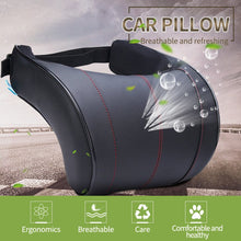 Cargar imagen en el visor de la galería, PU Leather Auto Car Neck Pillow Memory Foam Filling Neck Rest Seat Headrest Pillow For Car Gadget Auto Accessories
