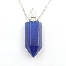 Cargar imagen en el visor de la galería, Natural Crystal Hexagonal Perfume Bottle Pendant Necklace  Fluorite Pendant Essential Oil Jar Chain Necklace
