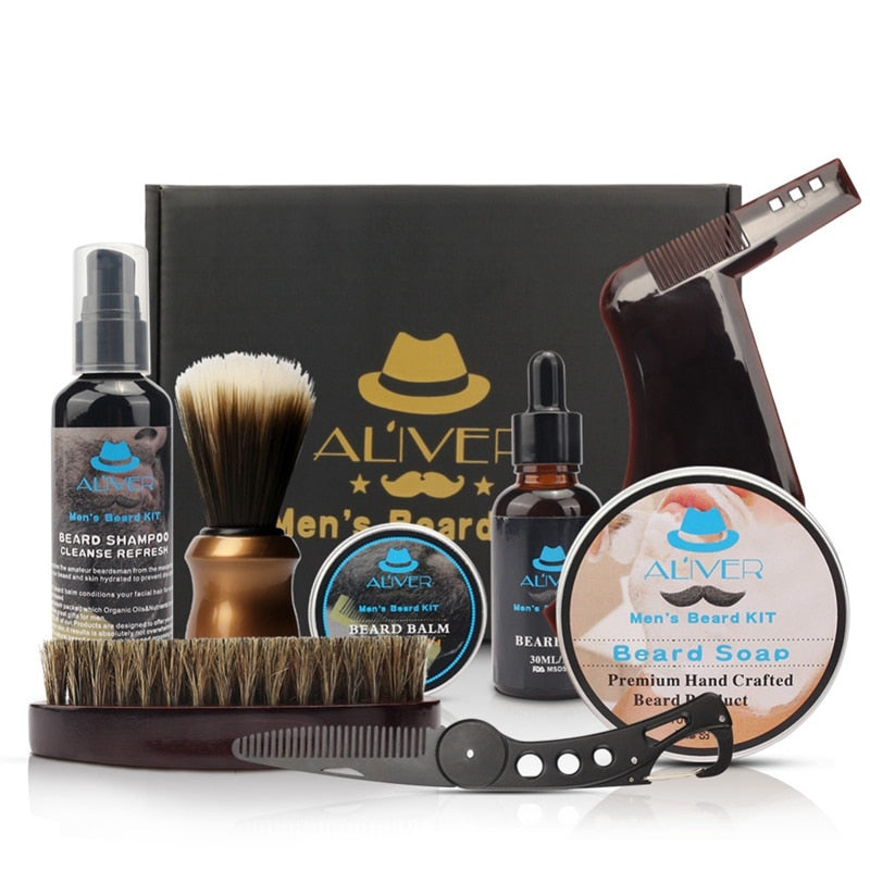 Professional Beard Trimming Set 7-in-1 Beard Care Gift Kit For Men/Dad/Husband Beard Grooming Kit