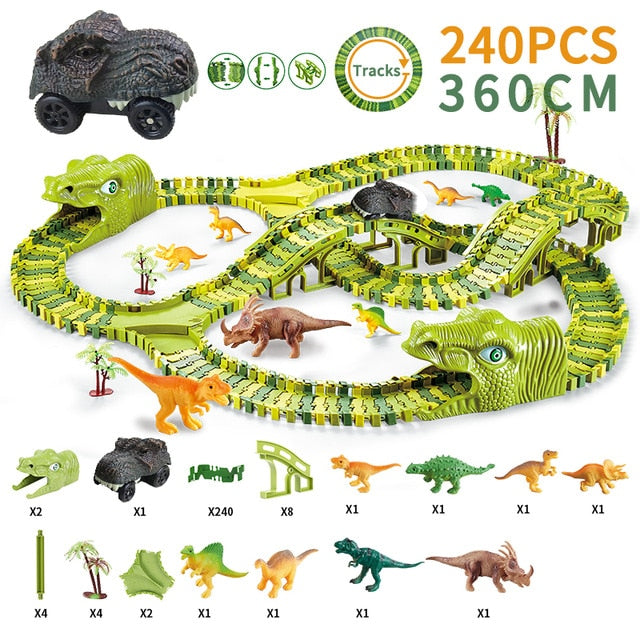 Hot Toys Car Tracks Toy Dinosaurs Car Toy Set Race Track Vehicle Children Toys