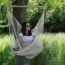 Cargar imagen en el visor de la galería, Hammock Chair Large Cotton Rope Portable Hanging Chair Indoor Outdoor Garden Use Hanging Swing for Children Adult
