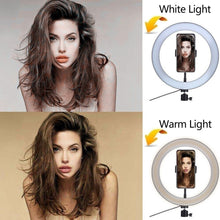 Cargar imagen en el visor de la galería, Photography Youtube LED Selfie Cold Warm Lighting Dimmable LED Ring Light Phone Video Light Lamp With Tripod Ring Fill Light
