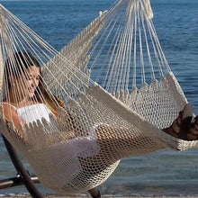 Cargar imagen en el visor de la galería, Hammock Chair Large Cotton Rope Portable Hanging Chair Indoor Outdoor Garden Use Hanging Swing for Children Adult
