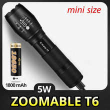 Cargar imagen en el visor de la galería, SHENYU Powerful Rechargeable Mini LED Flashlight USB Direct Charge Powerbank Cree T6 Torch Tactical 18650 Lantern Hiking Camping
