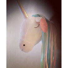 Cargar imagen en el visor de la galería, Nursery Plush Unicorn Head Wall Decor Animal Statues Sculptures for Children Room Wall Hanging Decor Birthday Party Christmas
