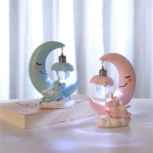 Cargar imagen en el visor de la galería, Moon Unicorn Night Lamp Bedroom Cute LED Night Lights Pink Desktop Decoration Resin Unicorn Lamp Bedroom Decoration Nightlight
