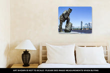 Load image into Gallery viewer, Metal Panel Print, Jacksonville Floridskyline Sailor Sculpture Along St Johns River
