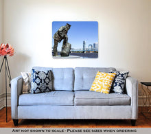 Load image into Gallery viewer, Metal Panel Print, Jacksonville Floridskyline Sailor Sculpture Along St Johns River
