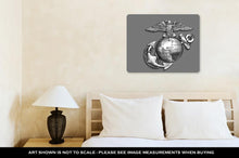 Load image into Gallery viewer, Metal Panel Print, Marine Eagleglobe And Anchor Brass Emblem In Black And White
