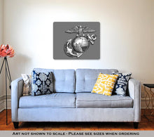 Load image into Gallery viewer, Metal Panel Print, Marine Eagleglobe And Anchor Brass Emblem In Black And White
