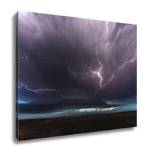 Cargar imagen en el visor de la galería, Gallery Wrapped Canvas, Amazing Supercell Lighted Up By Lightnings At Dusk
