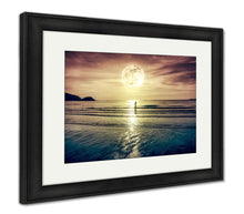 Cargar imagen en el visor de la galería, Framed Print, Super Moon Colorful Sky With Cloud And Bright Full Moon Over Sea
