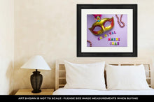 Load image into Gallery viewer, Framed Print, Colorful Mardi Gras Or Carnivale Mask On A Purple Venetian Masks Top View
