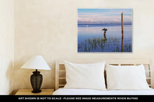 Load image into Gallery viewer, Gallery Wrapped Canvas, Seabirds Birds On Poles In The Sea At Sunrise Tampa Bay Florida
